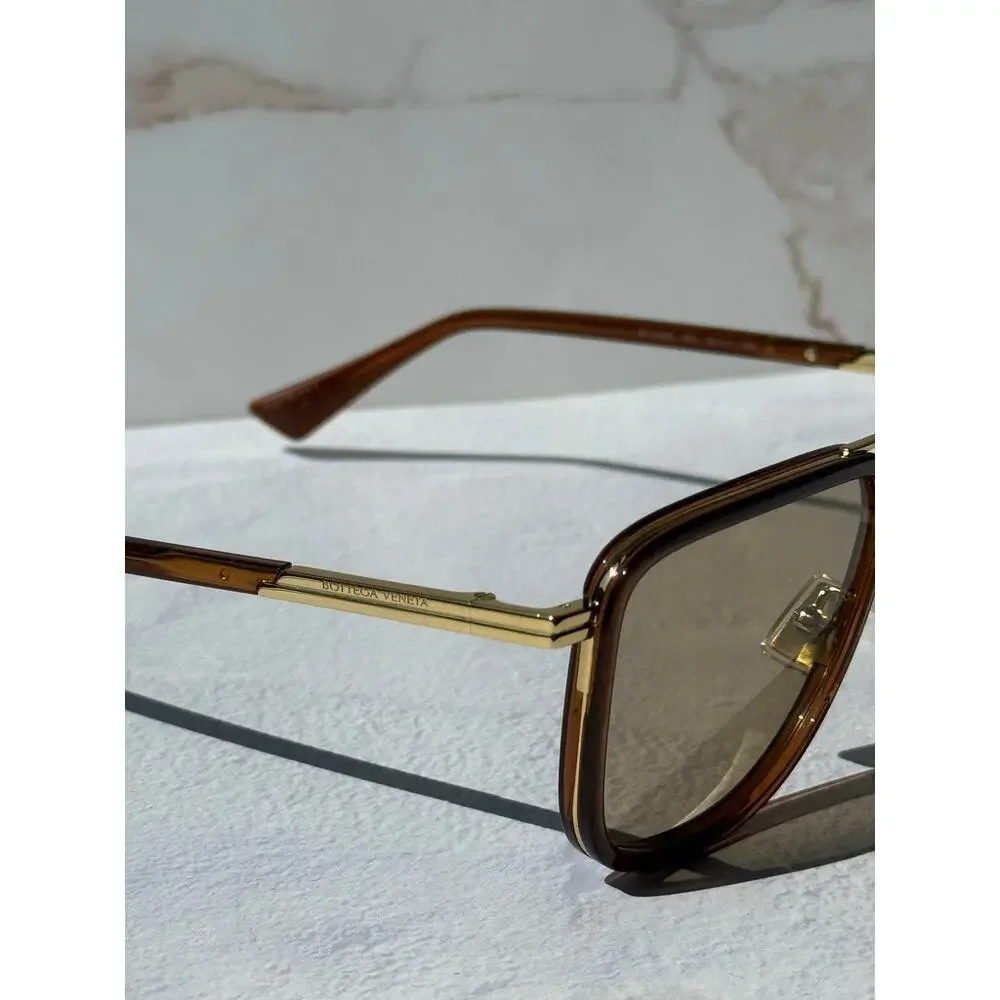 NEW Bottega Veneta BV1463S Brown Aviator Sunglasses $560
